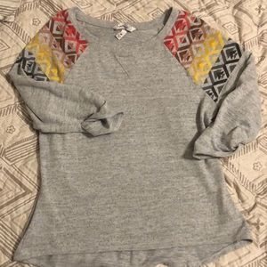 Tribal Detailed Sweater 3/4 Sleeve